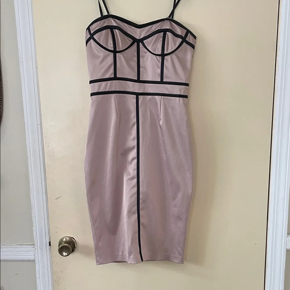 Blush Pink Dress with Black Piping - Picture 1 of 3